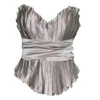 Серебряный корсет в складку из шелка
