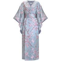 Голубое кимоно "Kyoto / Киото" из жаккарда с вышивкой