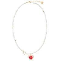 Жемчужное золотистое колье с подвеской сердце из кристаллов Swarovski
