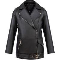 Куртка - косуха удлиненная "OverSize Black / Свободный силуэт Черный" из кожи
