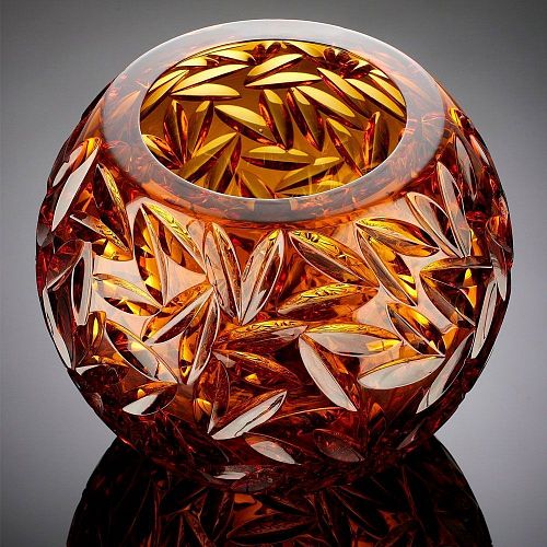 Ваза для цветов "Лето" янтарная большая AVDEEV CRYSTAL