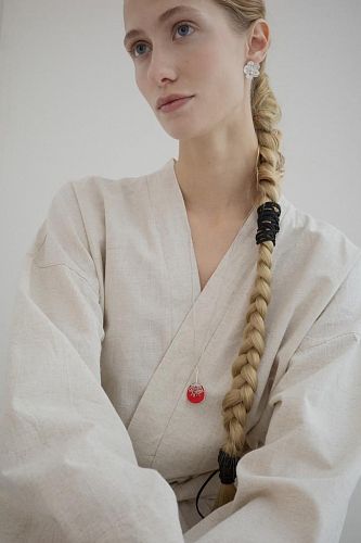 Двусторонняя подвеска Веер "Цветущий сад" с эмалью MS.MARBLE