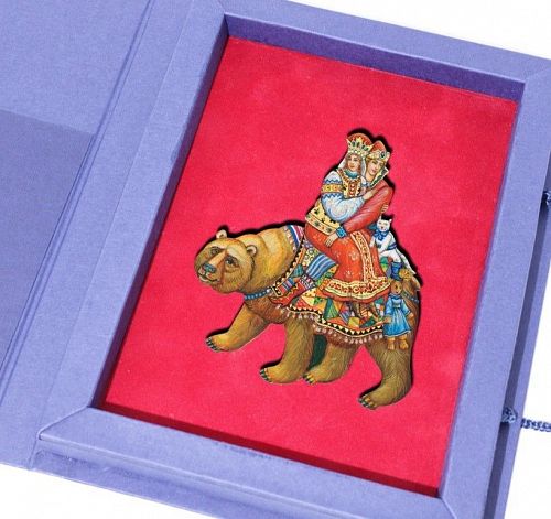 Ёлочная игрушка "Иван-Царевич (на медведе)" РУССКАЯ ЛАКОВАЯ МИНИАТЮРА