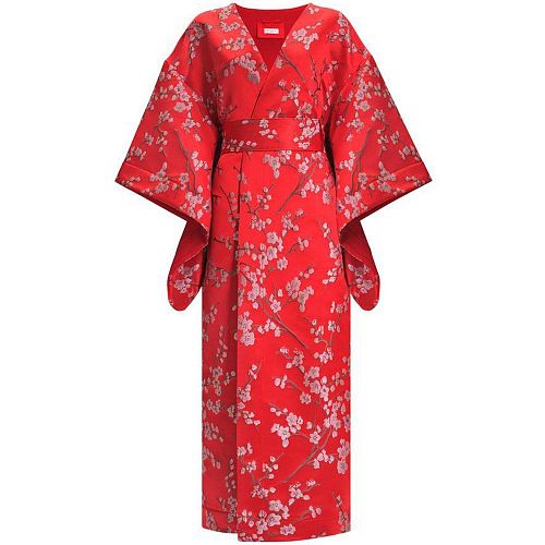 Красное кимоно "Kyoto / Киото" из жаккарда с вышивкой PURPUR INTIMATES / ПУРПУР ИНТИМЭЙТС