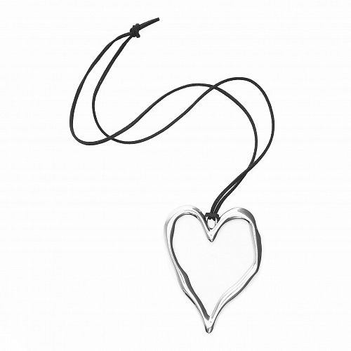 Удлиненное колье на замшевом шнуре с серебристой подвеской сердце ANNA SKOROKHODOVA ACCESSORIZE / АННА СКОРОХОДОВА. АКСЕССУАРЫ