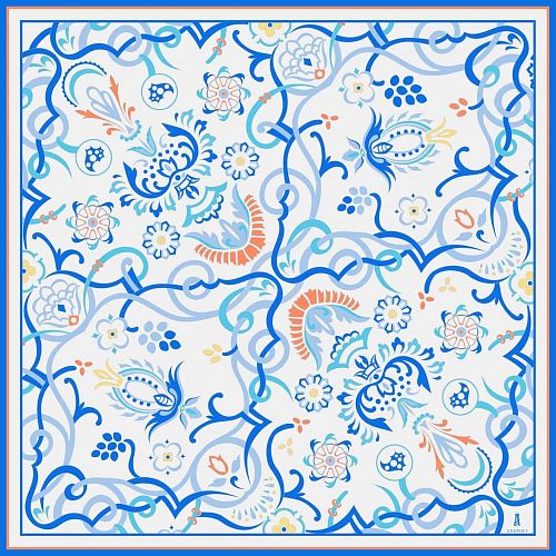 Шаль "Feodorovsky Ornament / Федоровский Орнамент" шелк RUSSKAYA SKAZKA / РУССКАЯ СКАЗКА
