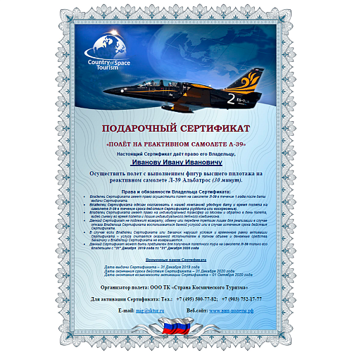 Полет на реактивном самолете Л-39 СТРАНА КОСМИЧЕСКОГО ТУРИЗМА