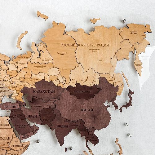 Карта мира многоуровневая CUTWOOD, в интерьере, красивая, объемная