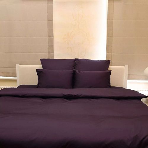 Комплект постельного белья ежевично-черный, сатин MOLLEN