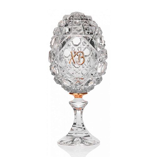 Хрустальный сувенир "Пасхальное яйцо" на ножке рисунок "Камень" AVDEEV CRYSTAL