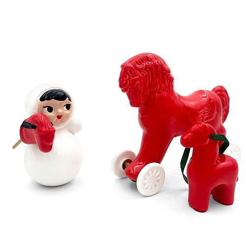 Статуэтка Неваляшка "Малышка с игрушкой лошадкой" ASIKNOVA CERAMICS