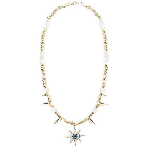 Золотистое колье из пирита с шипами и подвеской амулет от сглаза ANNA SKOROKHODOVA ACCESSORIZE / АННА СКОРОХОДОВА. АКСЕССУАРЫ