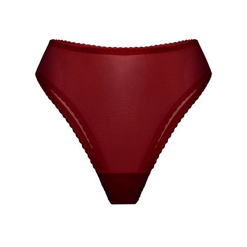 Бордовые трусы бразильяна "Omut / Омут" из сетки PURPUR INTIMATES / ПУРПУР ИНТИМЭЙТС