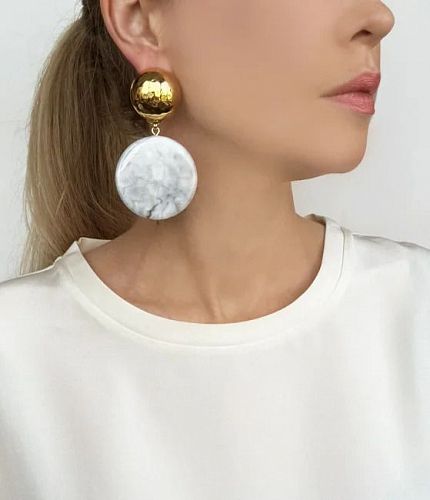 Серьги круглые мраморные ЛА ФЭМИЛИ