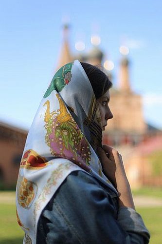 Платок "Яйца Фаберже (голубой)" шелк LA MOSCOVITE / ЛЯ МОСКОВИТ