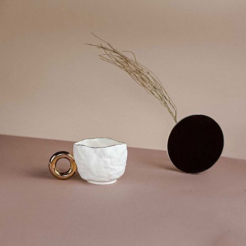 Кружка фарфоровая малая с золотым кольцом RES OBJECTS
