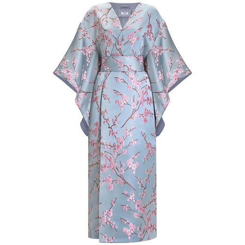 Голубое кимоно "Kyoto / Киото" из жаккарда с вышивкой PURPUR INTIMATES / ПУРПУР ИНТИМЭЙТС