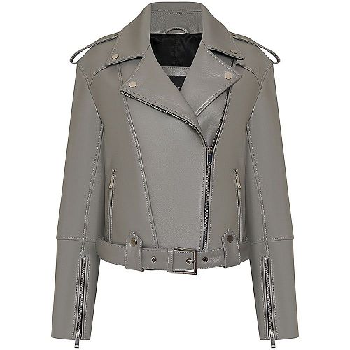 Косуха из кожи "Biker’s girlfriend Light grey / Девушка мотоциклиста Светло-серая" JINN AVANTUR